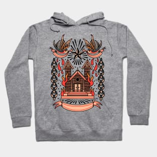 burning home tattoo flash Hoodie